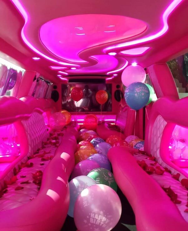 white chevrolet suburban limousine in dubai